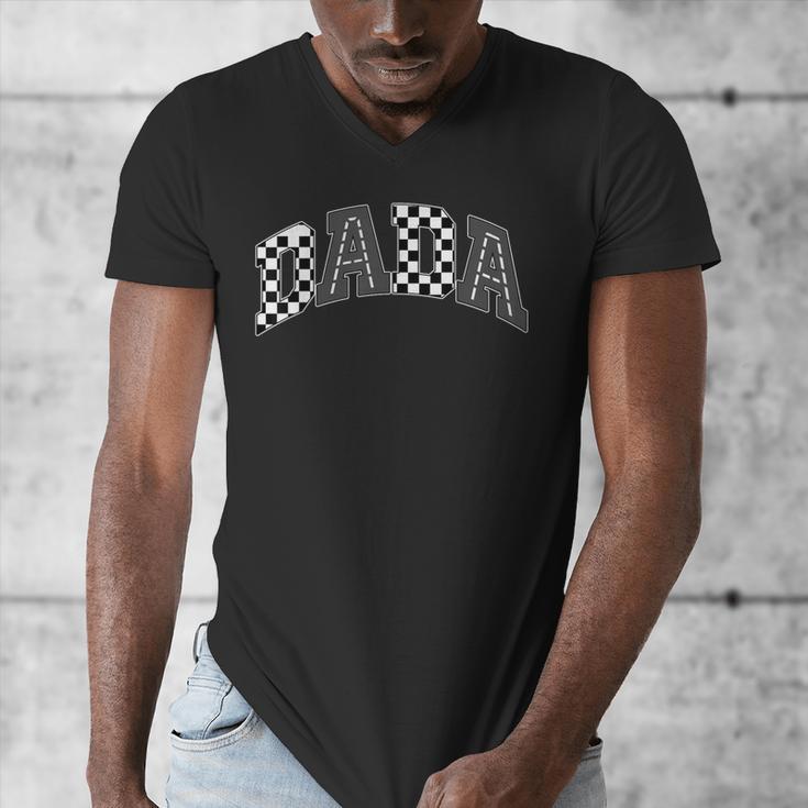 Dada Racing Race Car Checkered Family Birthday Matching Men's V-Neck T-Shirt