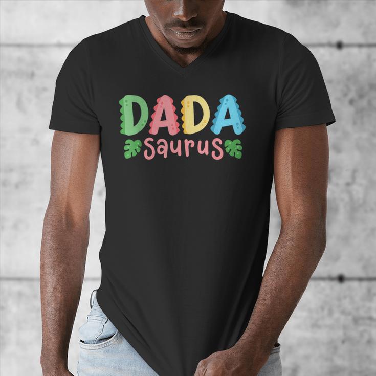 Dada Saurus Kids Dinosaur Birthday Party Family Matching Men's V-Neck T-Shirt