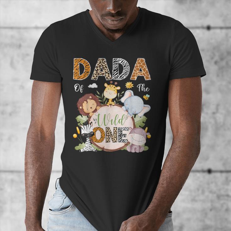 Dada Of The Wild One 1St Birthday Safari Jungle Animals Men's V-Neck T-Shirt Dada Of The Wild One 1St Birthday Safari Jungle Animals Men's V-Neck T-Shirt