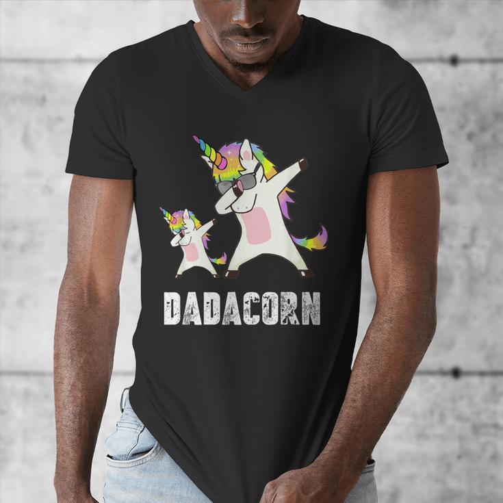 Dadacorn Shirt Unicorn Dad And Baby Best Father Men's V-Neck T-Shirt