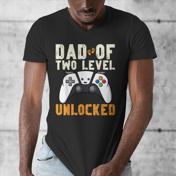 Daddy Again Leveled Up To Dad Of 2 Gamer Dad Level Unlocked Men's V-Neck T-Shirt Daddy Again Leveled Up To Dad Of 2 Gamer Dad Level Unlocked Men's V-Neck T-Shirt