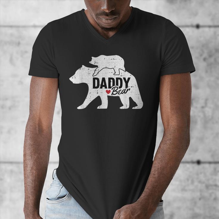 Daddy Bear Fathers Day Cute Baby Cub Papa Dad-a Pops Small Men's V-Neck T-Shirt