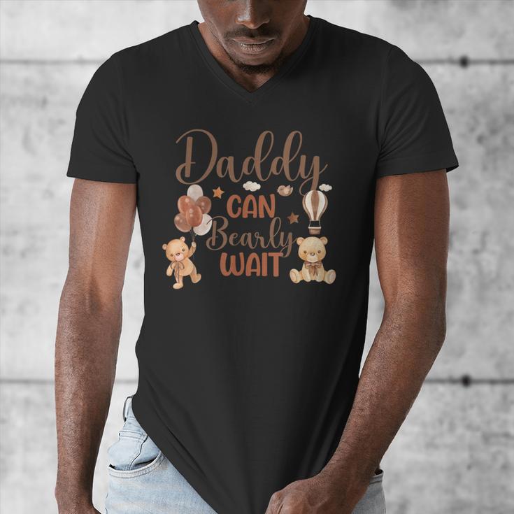 Daddy Can Bearly Wait Bear Gender Neutral Boy Baby Shower Men's V-Neck T-Shirt