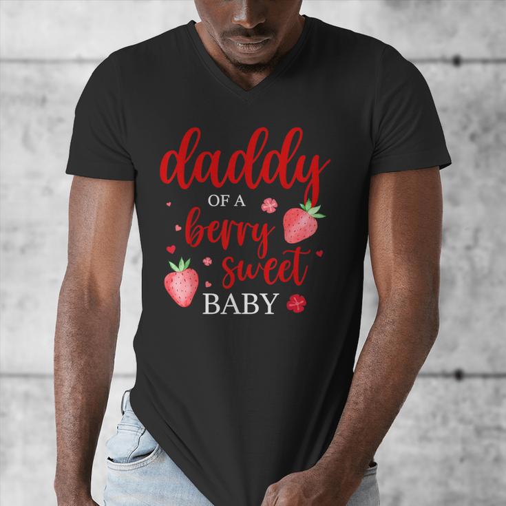 Daddy Of A Berry Sweet One Strawberry Baby First Birthday Men's V-Neck T-Shirt