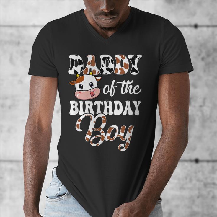Daddy Of The Birthday Boy Cow Farm 1St Birthday Boy Men's V-Neck T-Shirt