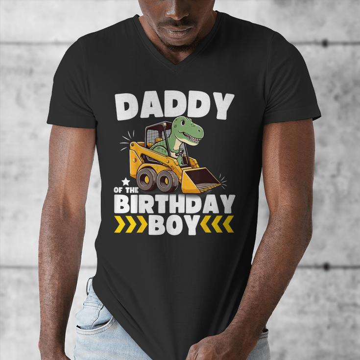 Daddy Of The Birthday Boy Dinosaur Construction Worker Truck Men's V-Neck T-Shirt