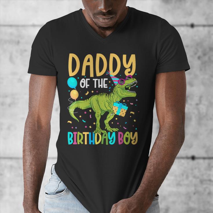 Daddy Of The Birthday Boy Family Matching Dinosaur Squad Men's V-Neck T-Shirt