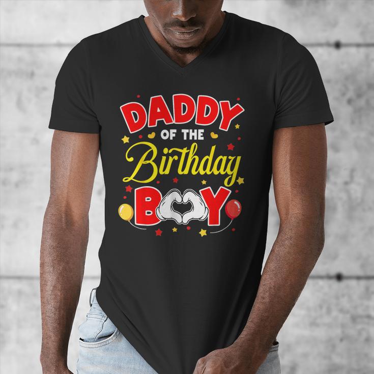 Daddy Of The Birthday Boy Matching Dad Son Family Birthday Men's V-Neck T-Shirt