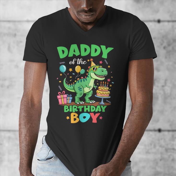 Daddy Of The Birthday BoyRex Dinosaur Family Party Men's V-Neck T-Shirt