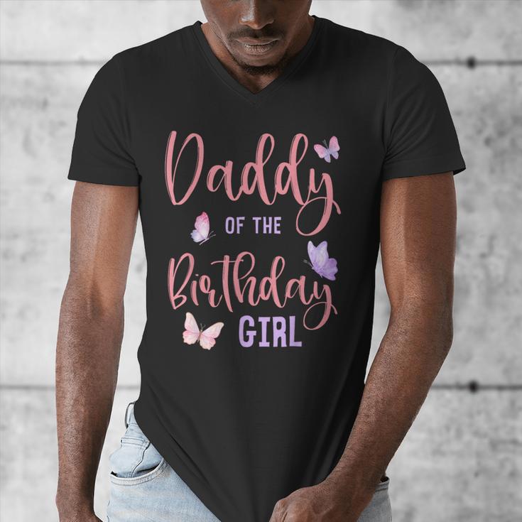 Daddy Of The Birthday Girl Butterfly Party Matching Family Men's V-Neck T-Shirt