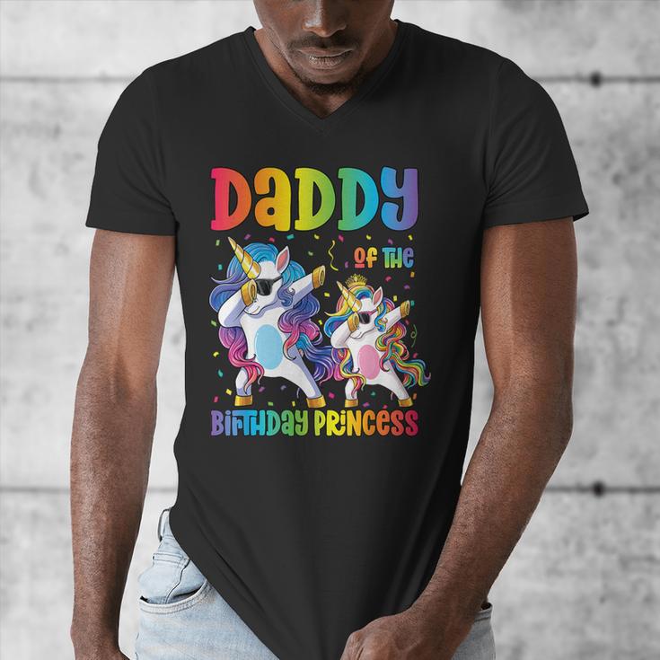 Daddy Of The Birthday Girl Dabbing Princess Unicorn Dad Men's V-Neck T-Shirt