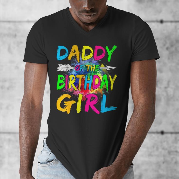 Daddy Of The Birthday Girl Retro 80's Party Men's V-Neck T-Shirt