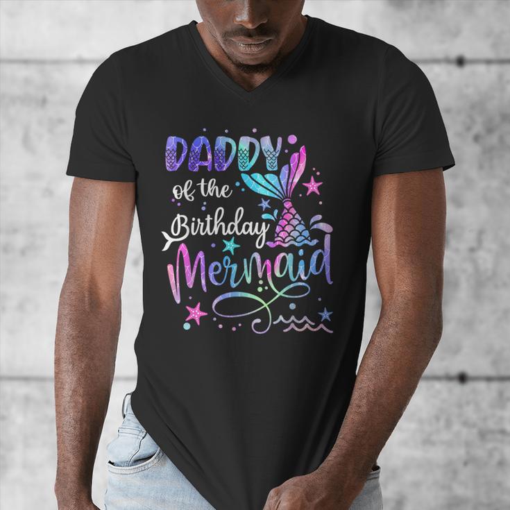 Daddy Of The Birthday Mermaid Matching Family Party Father's Men's V-Neck T-Shirt