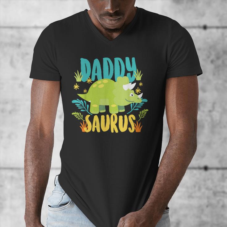 Daddy Dad Saurus Rex Dinosaur Dino For Father Men's V-Neck T-Shirt