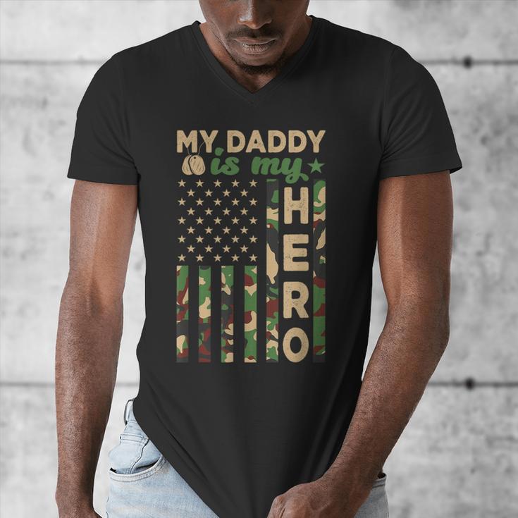 My Daddy Is My Hero Military Dad US Flag Father’s Day Men's V-Neck T-Shirt My Daddy Is My Hero Military Dad US Flag Father’s Day Men's V-Neck T-Shirt