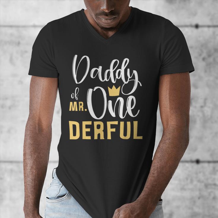Daddy Of Mr Onederful 1st Birthday First One-Derful Matching Men's V-Neck T-Shirt