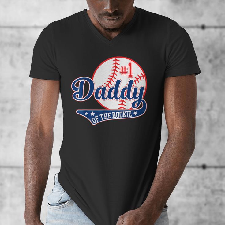 Daddy Of Rookie 1st Birthday Baseball Theme Matching Party Men's V-Neck T-Shirt