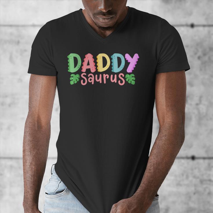 Daddy Saurus Kids Dinosaur Birthday Party Family Matching Men's V-Neck T-Shirt