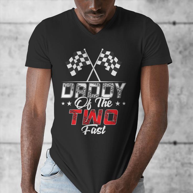 Daddy Of The Two Fast Second Birthday Racing Car Family Men's V-Neck T-Shirt