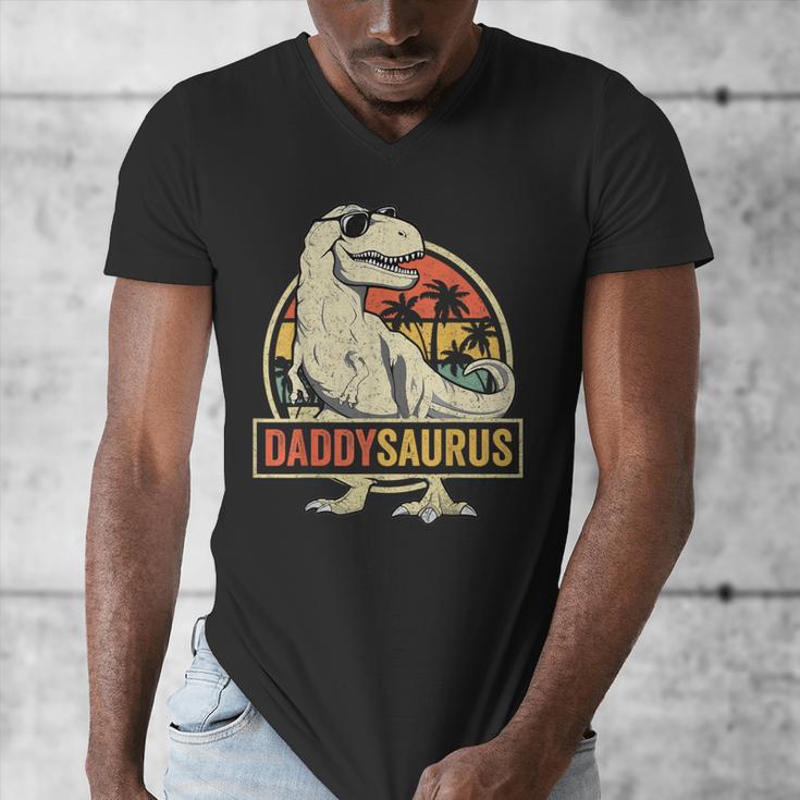 Daddysaurus Shirt T-Rex Dad Dinosaur Men's V-Neck T-Shirt