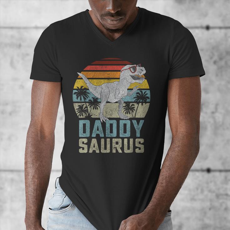 DaddysaurusRex Dinosaur Daddy Saurus Family Matching Men's V-Neck T-Shirt
