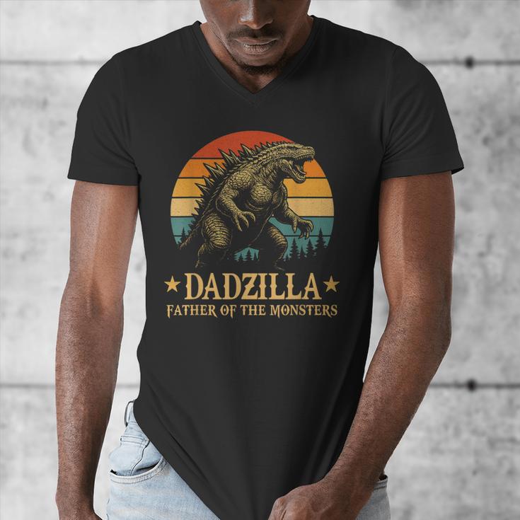 Dadzilla-Father Of The Monsters Dad Father's Day Men's V-Neck T-Shirt
