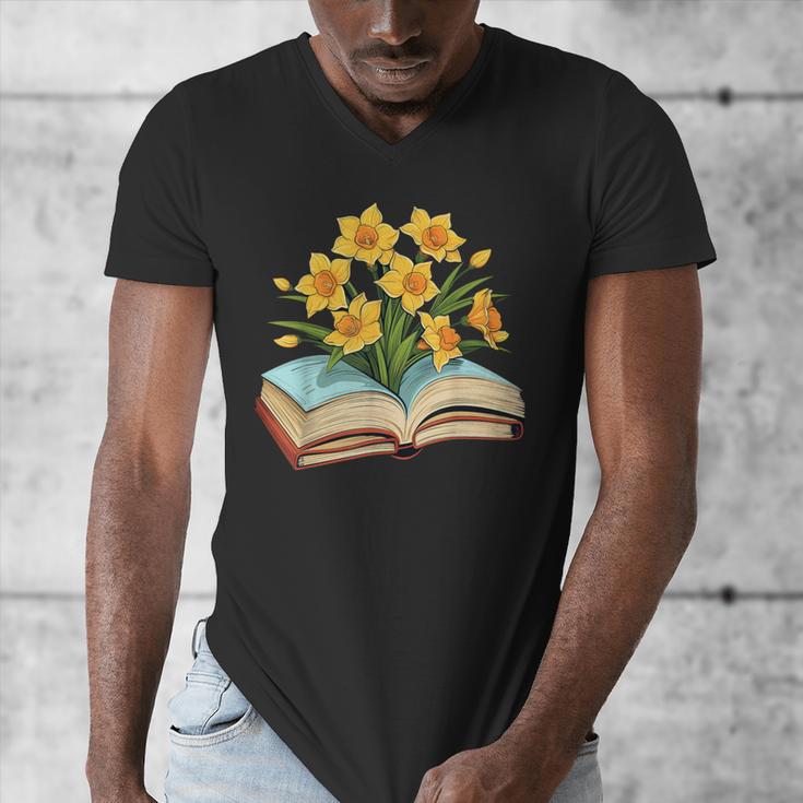 Daffodils Flowers Book Floral Men's V-Neck T-Shirt