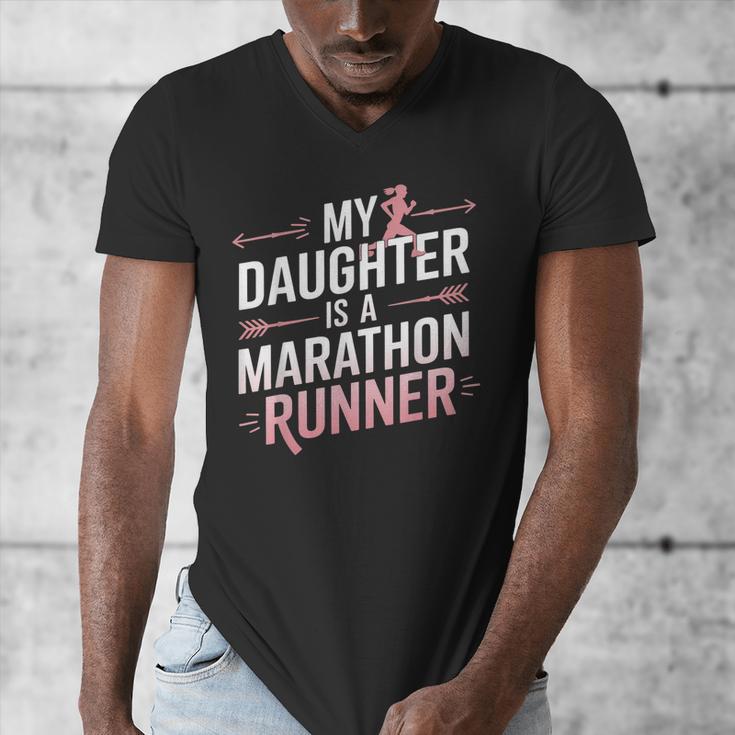 My Daughter Is A Marathon Runner Proud Mom & Dad Men's V-Neck T-Shirt