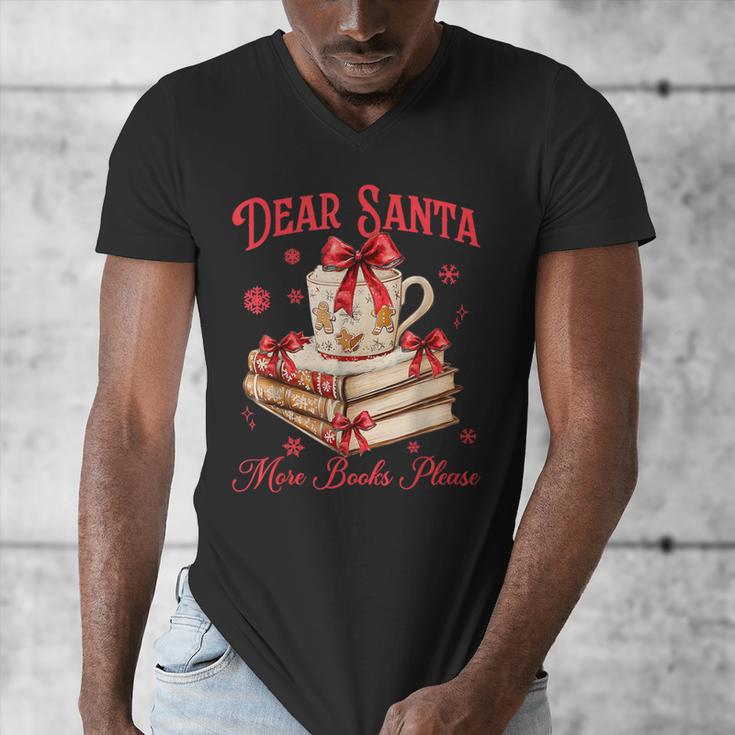 Dear Santa More Books Please Coquette Bow Books Christmas Men's V-Neck T-Shirt