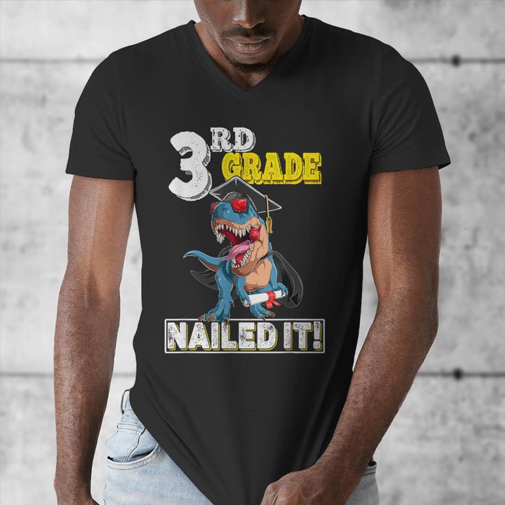 Dinosaur Graduation Cap Gown 3rd Grade Graduate Nailed It Men's V-Neck T-Shirt