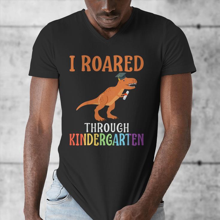Dinosaur Graduation I Roared Through Kindergarten T-Shirt Men's V-Neck T-Shirt
