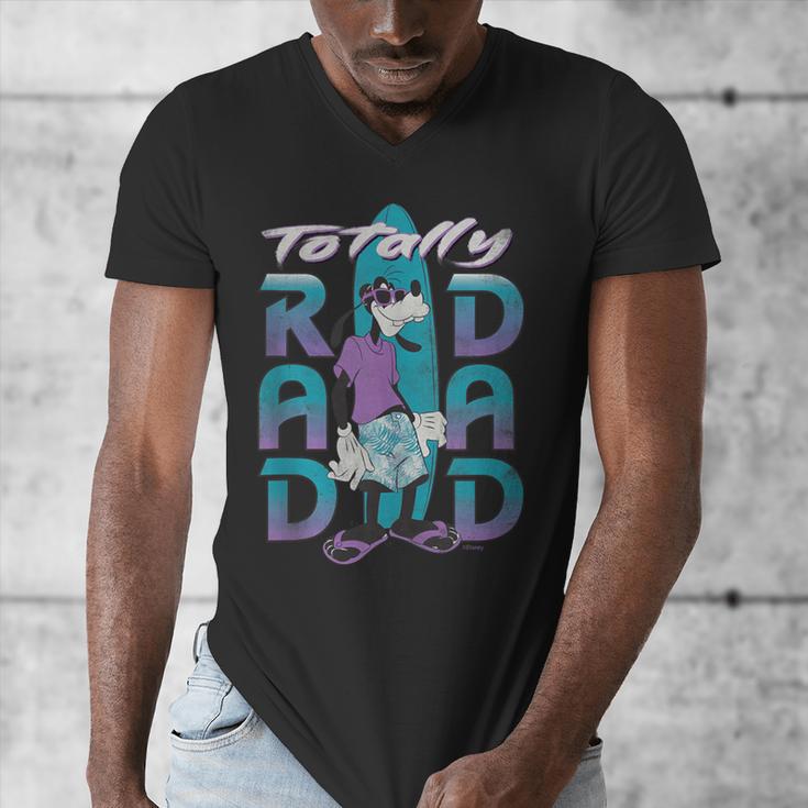 Disney Goofy Totally Rad Dad Father’s Day Surfing Distressed Men's V-Neck T-Shirt