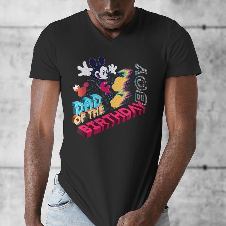 Disney Mickey Mouse Family Star Dad Of The Birthday Boy Men's V-Neck T-Shirt