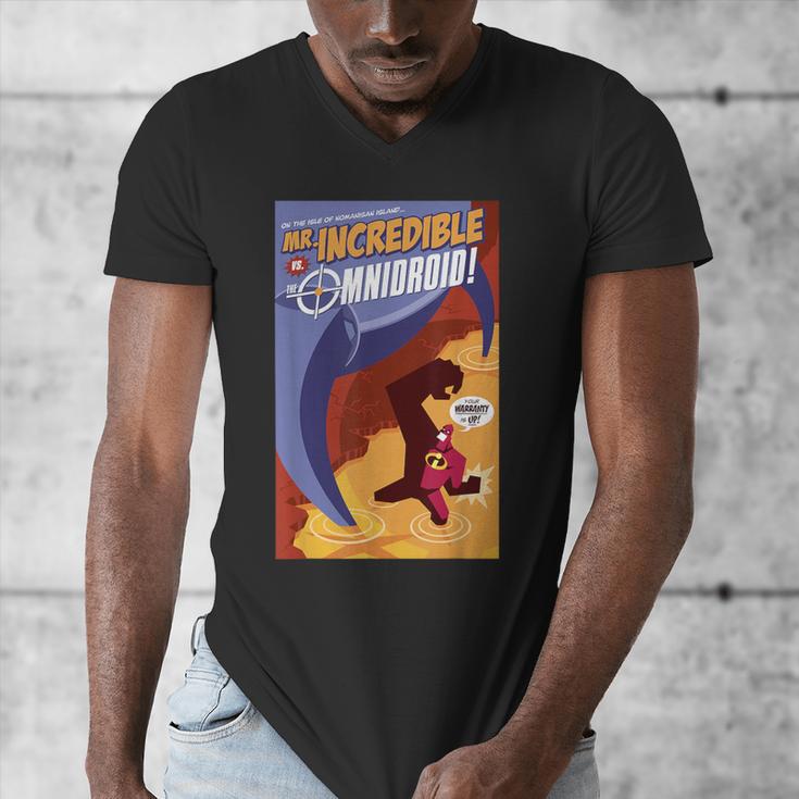 Disney Pixar The Incredibles Omnidroid Comic Book Cover Men's V-Neck T-Shirt