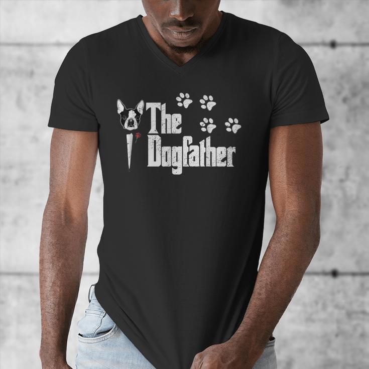 The Dogfather Boston Terrier Dog Dad Tshirt Idea Men's V-Neck T-Shirt