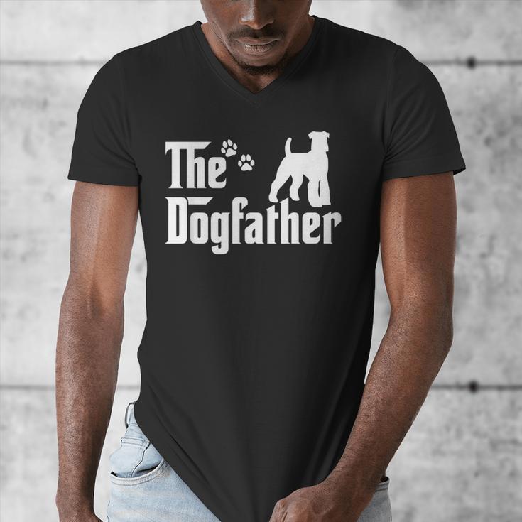 The Dogfather Tee Fathers Day Dad Dog Lover Schnauzer For Men Women Girls Kids Men's V-Neck T-Shirt