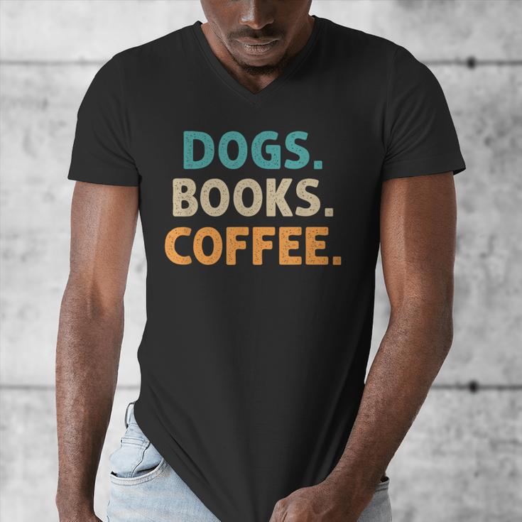 Dogs Books Coffee Book Lover Dogs Coffee Men's V-Neck T-Shirt