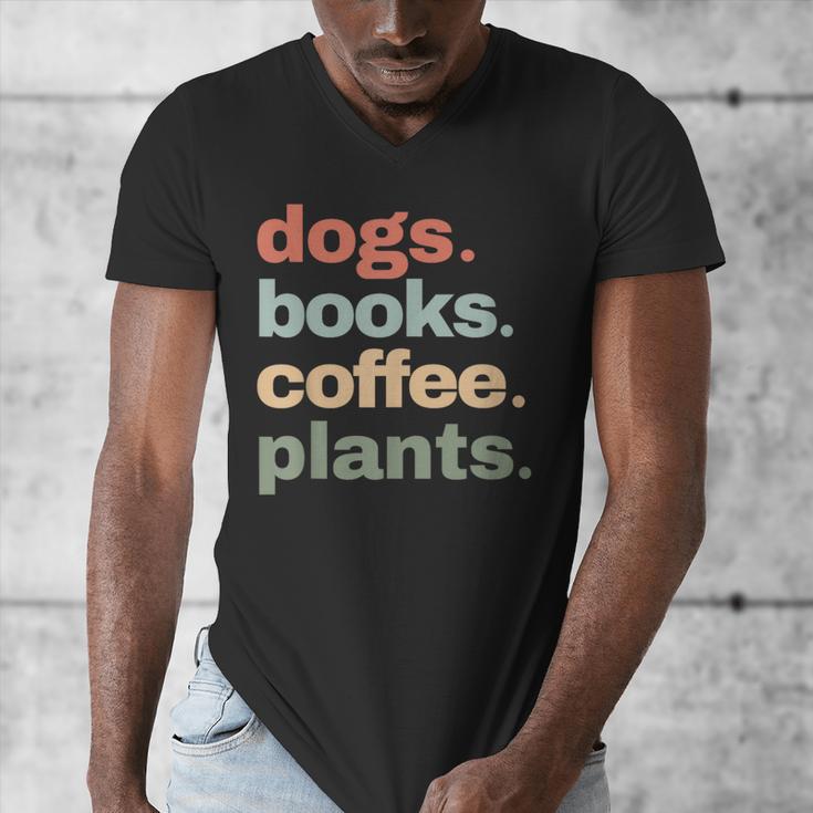 Dogs Books Coffee Plant Lover Gardening Cute Mom Life Men's V-Neck T-Shirt