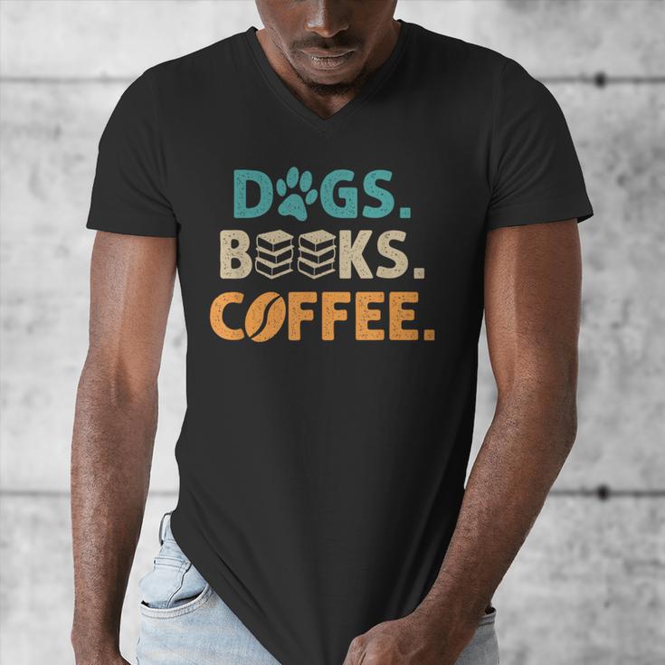 Dogs Books Coffee Reading Book Lover Men's V-Neck T-Shirt