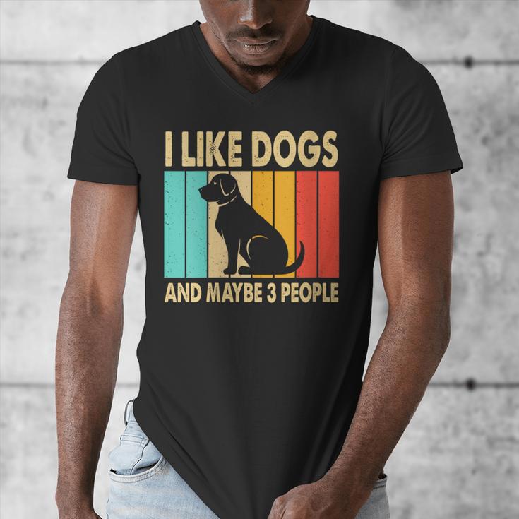 I Like Dogs And Maybe 3 People Introvert Men's V-Neck T-Shirt