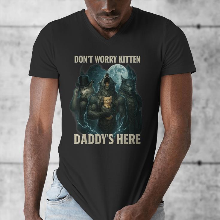 Don't Worry Kitten Daddy's Here Men's V-Neck T-Shirt