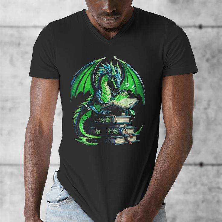 Dragon Reading Books Bookworm Men's V-Neck T-Shirt