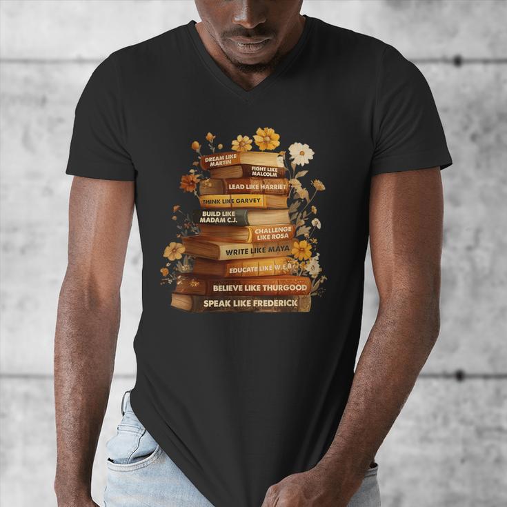 Dream Like Martin Floral Book History Month Women Men Men's V-Neck T-Shirt