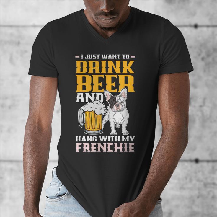 Drink Beer & Hang With My Frenchie French Bulldog Dad For Men Women Men's V-Neck T-Shirt