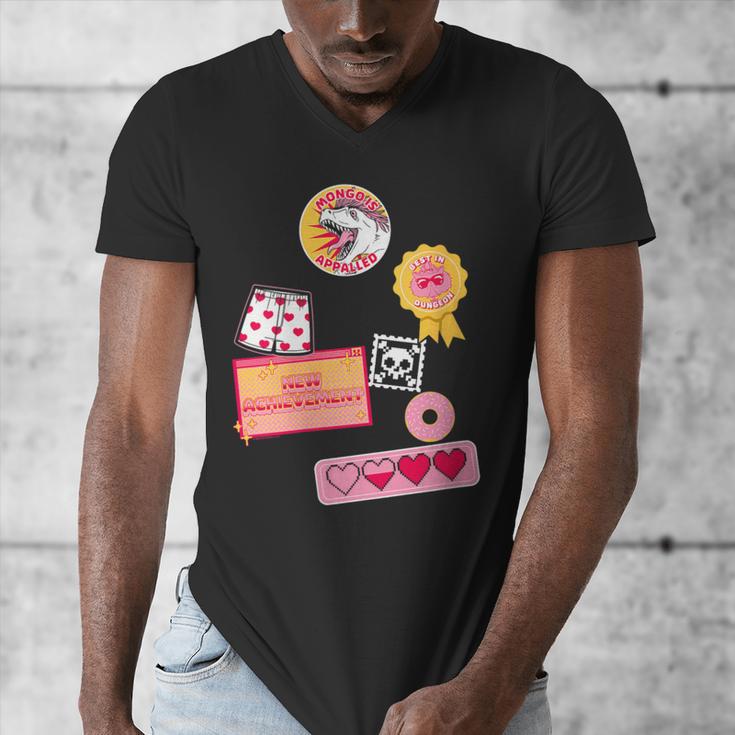Dungeon Crawler Carl Colorful Sticker Collage LitRPG Book Men's V-Neck T-Shirt Dungeon Crawler Carl Colorful Sticker Collage LitRPG Book Men's V-Neck T-Shirt