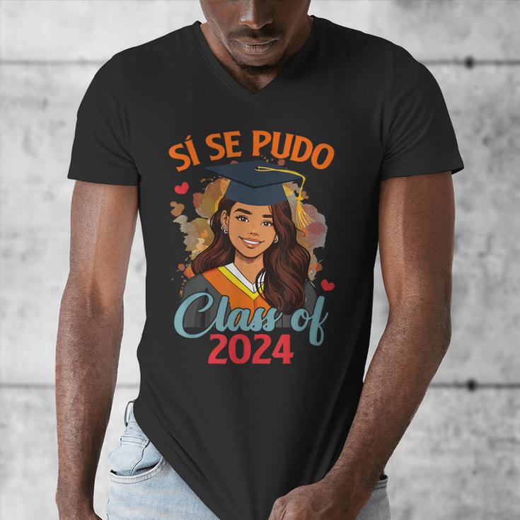 Educated Latina Graduation Day Grad Si Se Pudo Class Of 2024 Men's V-Neck T-Shirt
