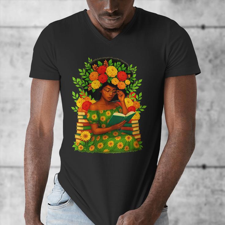 Educated Women Girls Reading Book Black History Month Men's V-Neck T-Shirt