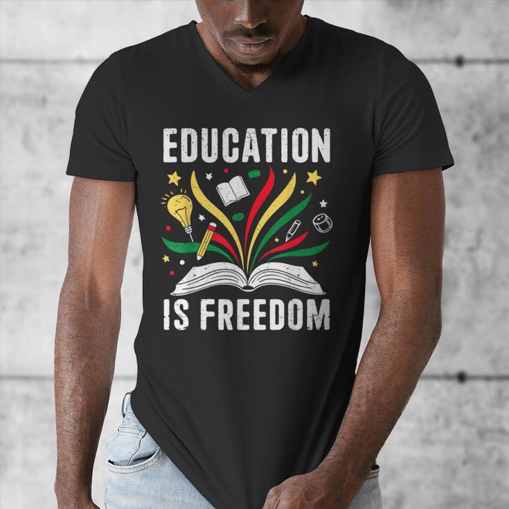 Education Is Freedom Books History Teacher Kids Men's V-Neck T-Shirt