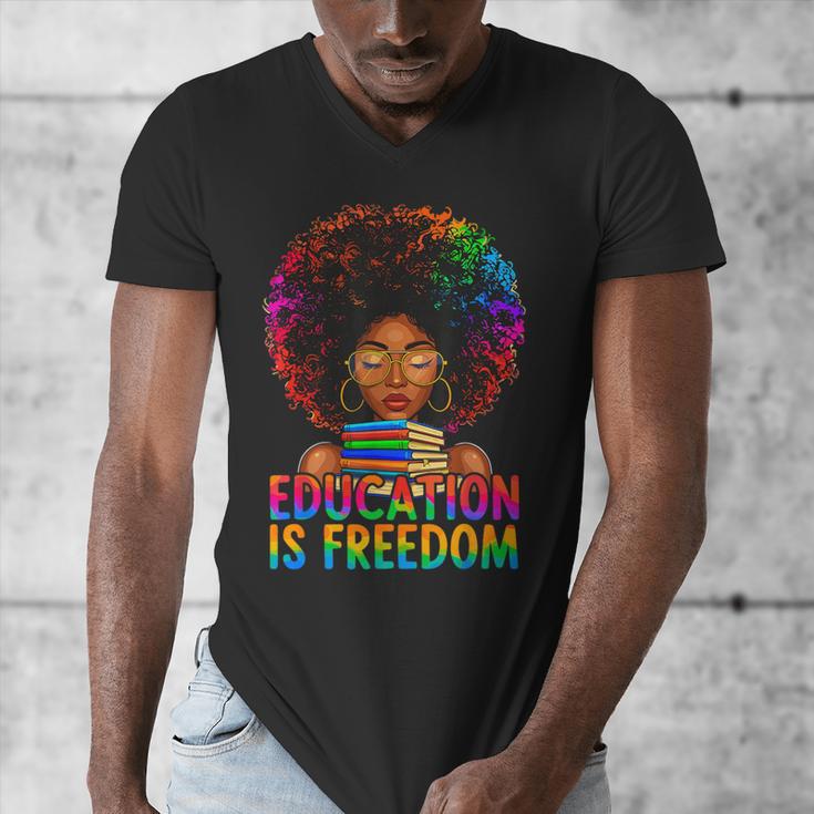 Education Is Freedom Teacher Books History Month Men's V-Neck T-Shirt