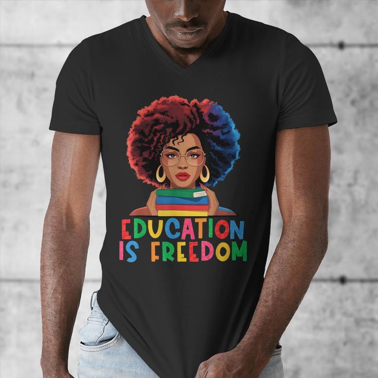 Education Is Freedom History Girl Women Book Lover Men's V-Neck T-Shirt